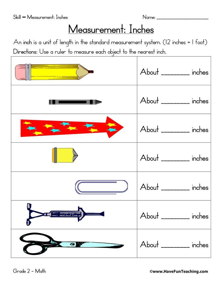 Measurement Worksheets for 2nd Grade Measuring In Inches Worksheet In 2020