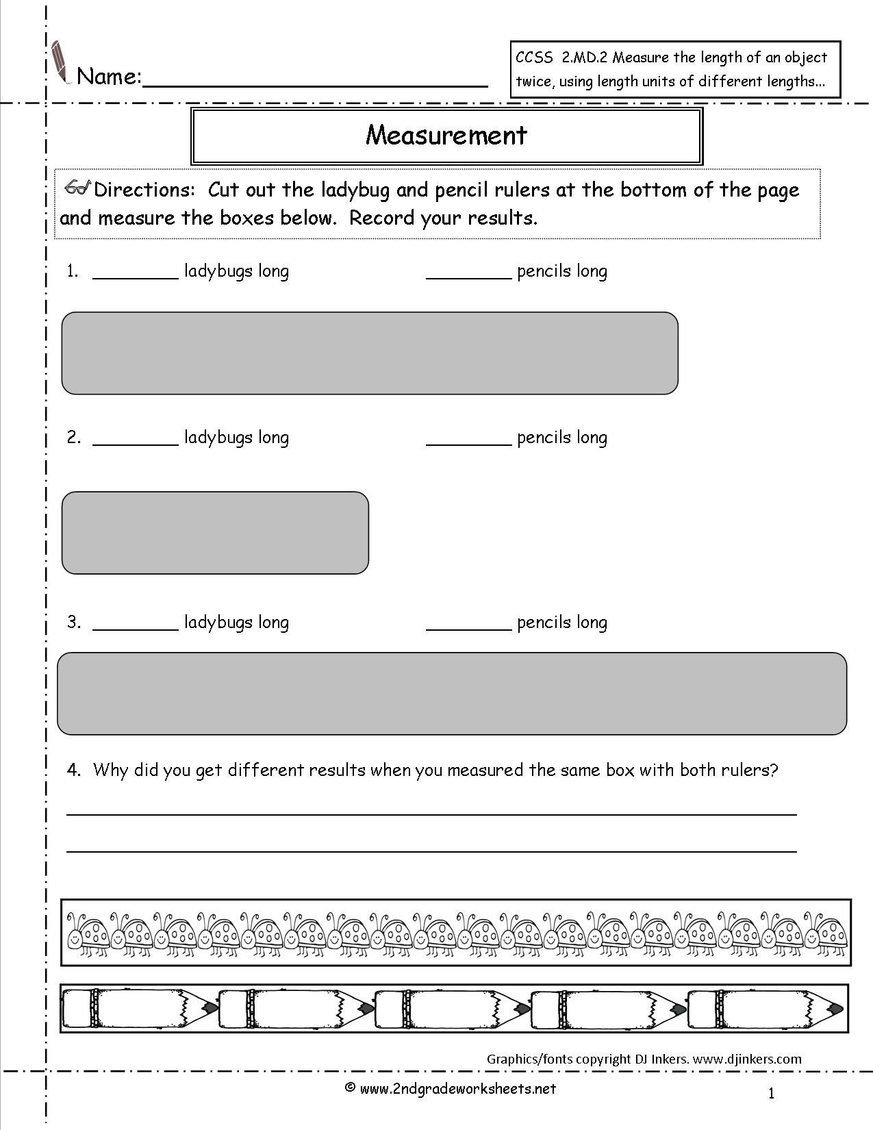 Measuring Worksheets for 2nd Grade Ccss 2 Md 2 Worksheets Measuring and Estimating Lengths