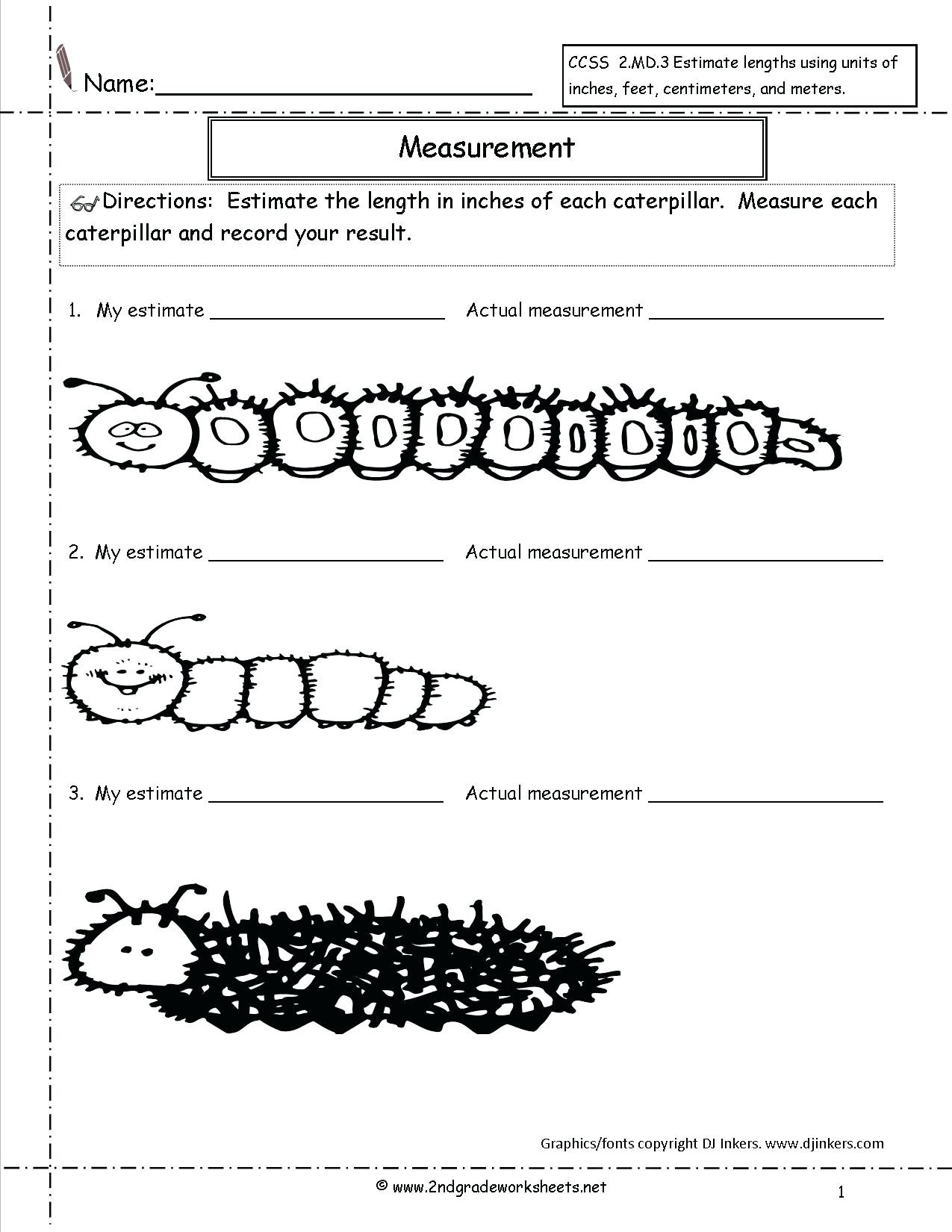 Measuring Worksheets for 2nd Grade Measurement Word Problems 2nd Grade Worksheets Math Word