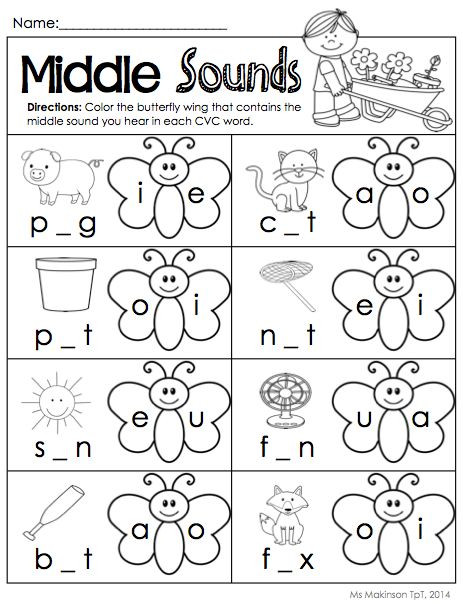 Medial sounds Worksheets First Grade Cvc Worksheets Kindergarten &amp; English Teaching Worksheets