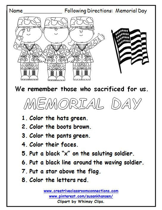 Memorial Day Worksheets First Grade This Free Memorial Day Worksheet Reminds Students Of the