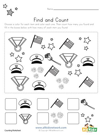 Memorial Day Worksheets Free Printable Memorial Day Find and Count Worksheet