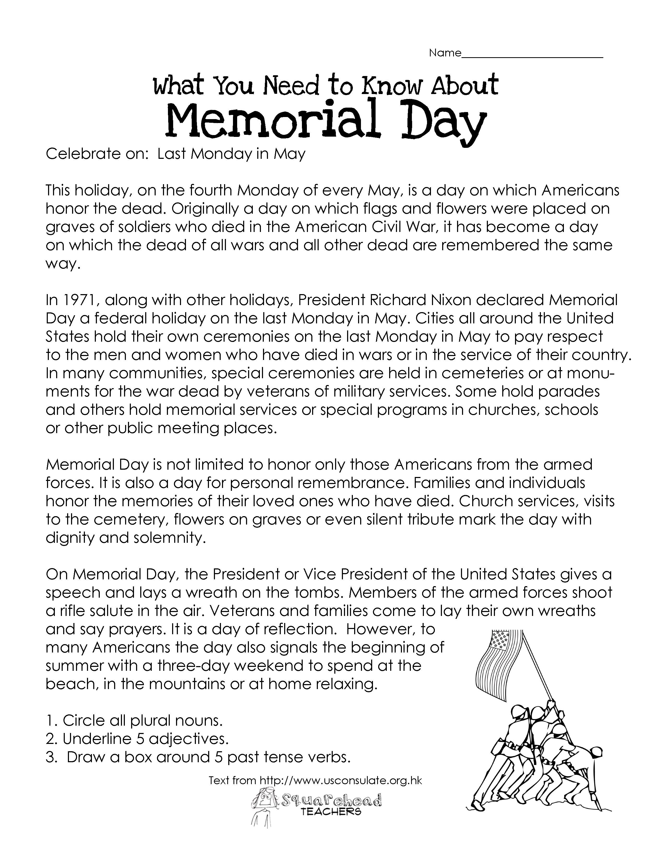Memorial Day Worksheets Free Printable Memorial Day Free Worksheet