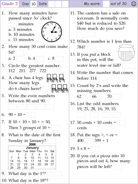 Mental Math Worksheets Grade 3 Mental Math Grade 2 Day 10mental Math Grade 2 Day 10mental