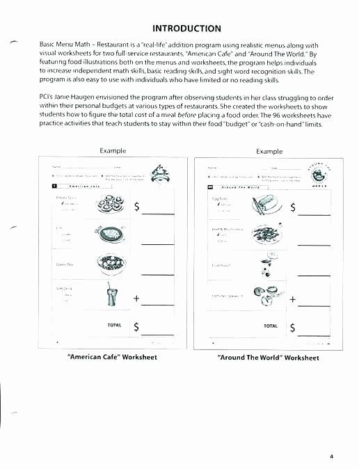 Menu Math Worksheets Printable Pin On Printable Worksheets for Preschool