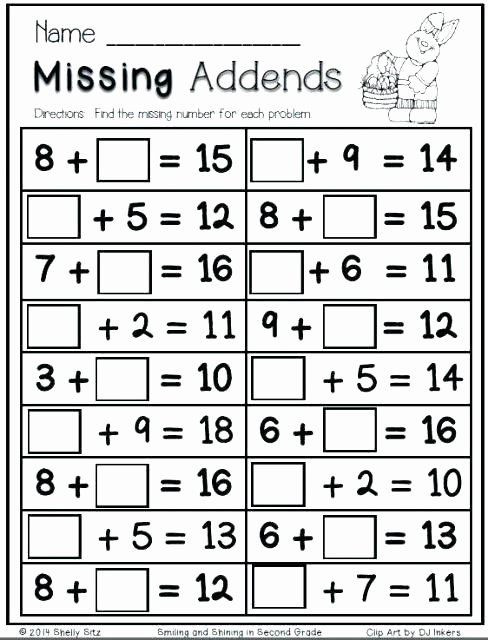 Missing Addend Worksheets 1st Grade Missing Addend Worksheets Kindergarten 3 Addend Addition