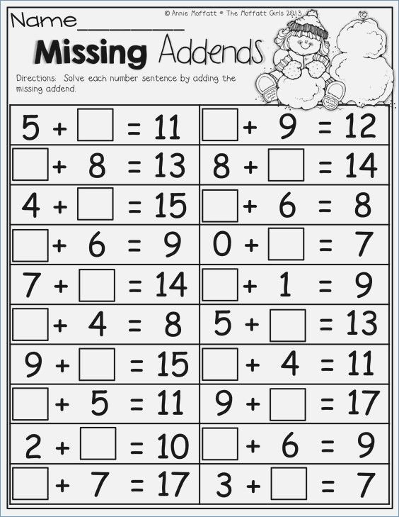 Missing Addend Worksheets 1st Grade Pin by Janae Romano On Spenser Doodle