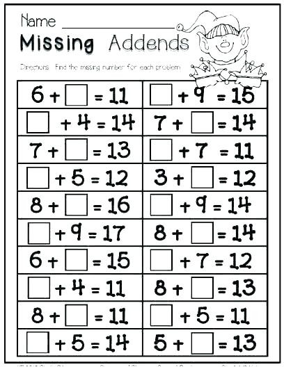 Missing Addend Worksheets Kindergarten Missing Addends Worksheets Grade 1 – Goodaction