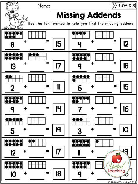 Missing Addends Worksheets 1st Grade Missing Addends with Visual Reinforcement Great Way to