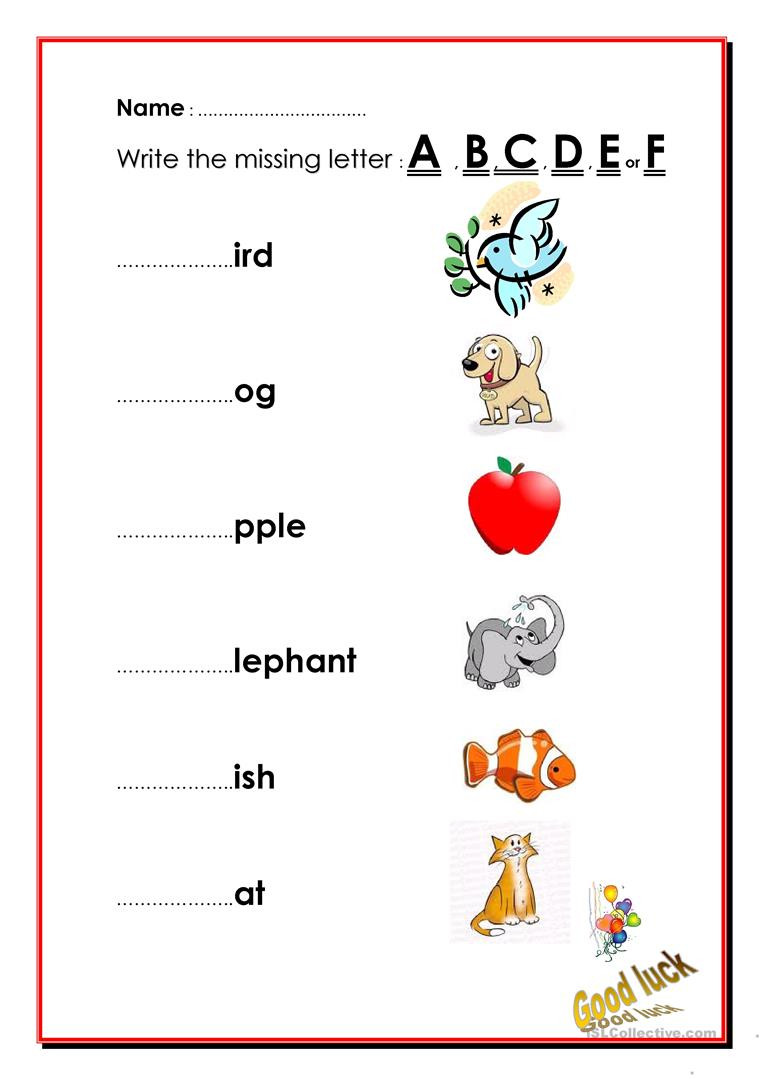Missing Letters Worksheets for Kindergarten Missing Letters English Esl Worksheets for Distance