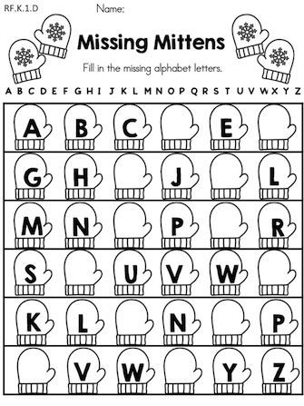 Missing Letters Worksheets for Kindergarten Winter Literacy Worksheets Kindergarten