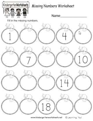 Missing Number Worksheet for Kindergarten Early Learning Missing Numbers Counting Activity Teachervision