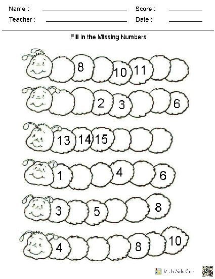 Missing Number Worksheet for Kindergarten Fill In the Missing Numbers Worksheets Many Other