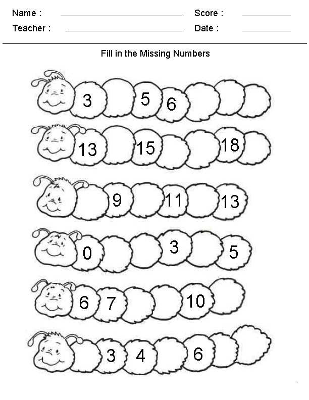 Missing Number Worksheet for Kindergarten Free Kindergarten Math Worksheets Printable