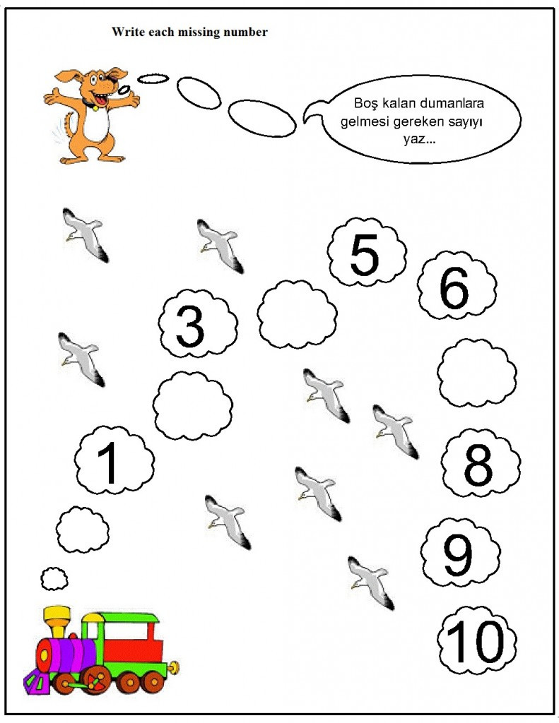 Missing Number Worksheet for Kindergarten Missing Number Worksheet for Kids 1 10