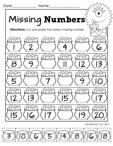 Missing Number Worksheet for Kindergarten Number Worksheets Kindergarten Math Worksheets Numbers