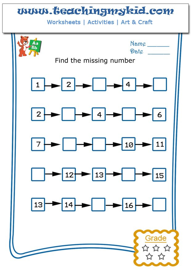 Missing Number Worksheet for Kindergarten Write the Missing Number 4 Archives Teaching My Kid