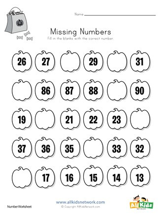 Missing Number Worksheet Kindergarten Halloween Missing Numbers Worksheet