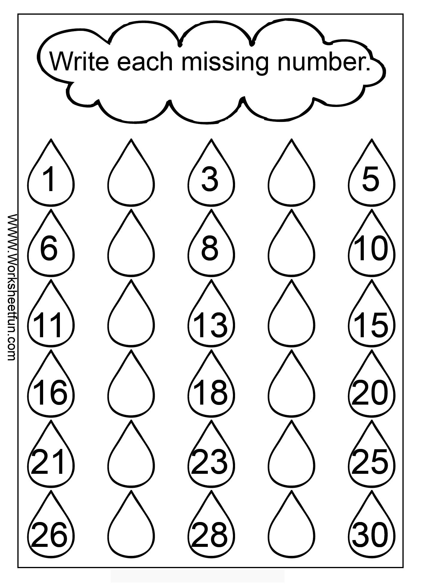 Missing Number Worksheet Kindergarten Missing Number Worksheets 1 30