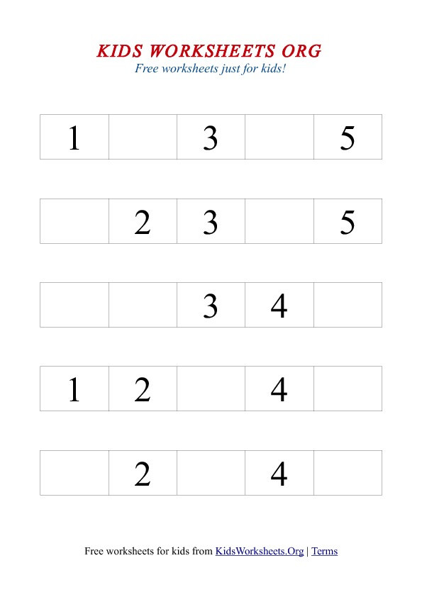 Missing Number Worksheets Kindergarten 1 5 Missing Number Worksheet