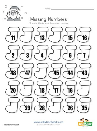 Missing Number Worksheets Kindergarten Christmas Missing Numbers Worksheet