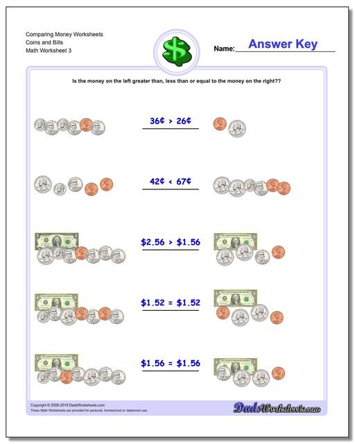 Money Worksheets for 3rd Grade Paring Money