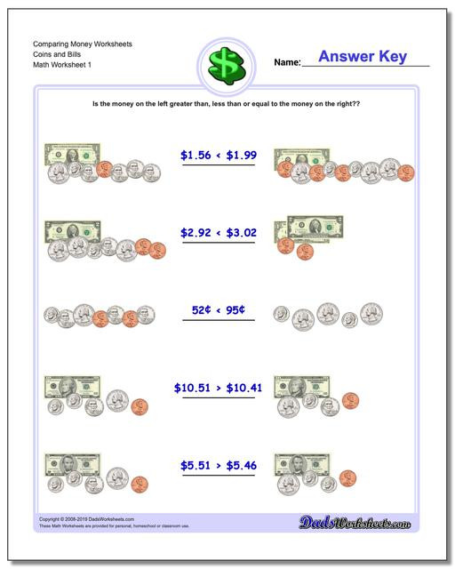 Money Worksheets for 3rd Grade Paring Money
