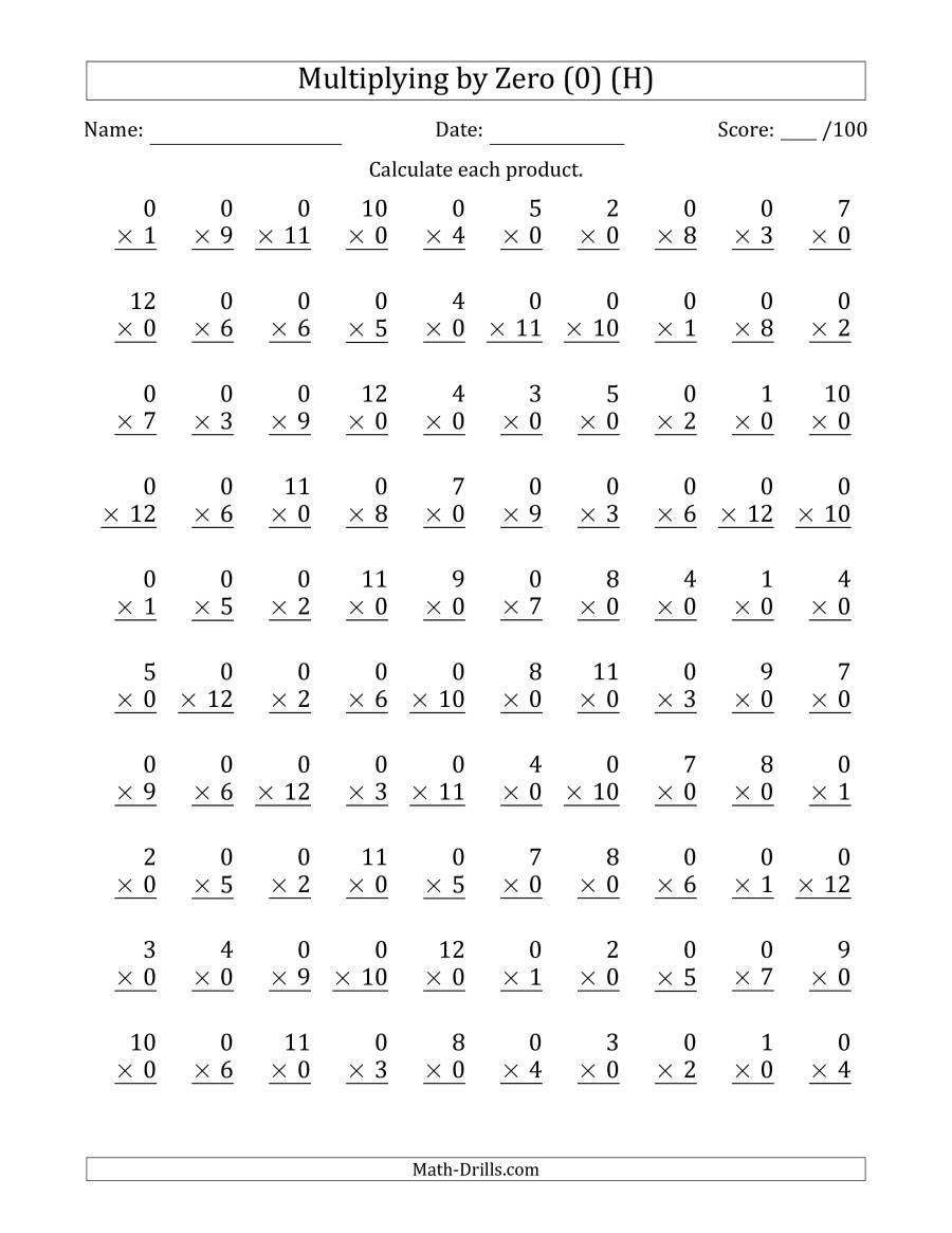 Multiplication Worksheets 0 12 Printable Multiplication Facts Worksheets 0 12 &amp;