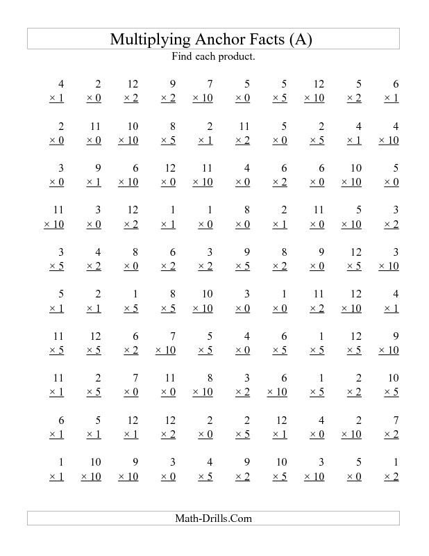 Multiplication Worksheets 0 12 Printable Multiplication Worksheets Vertical Questions Mixed Kg
