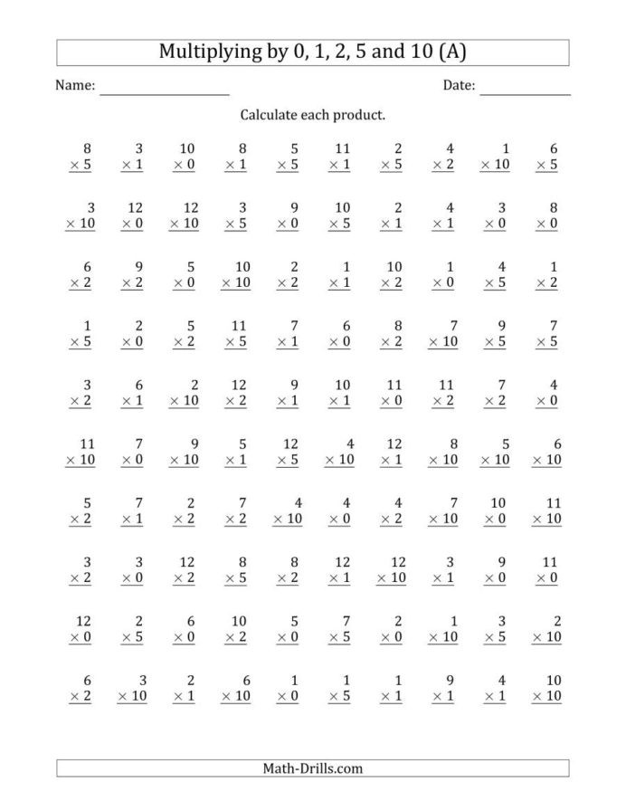 Multiplication Worksheets 0 12 Printable Multiplying by Anchor Facts and Other Factor to Mixed