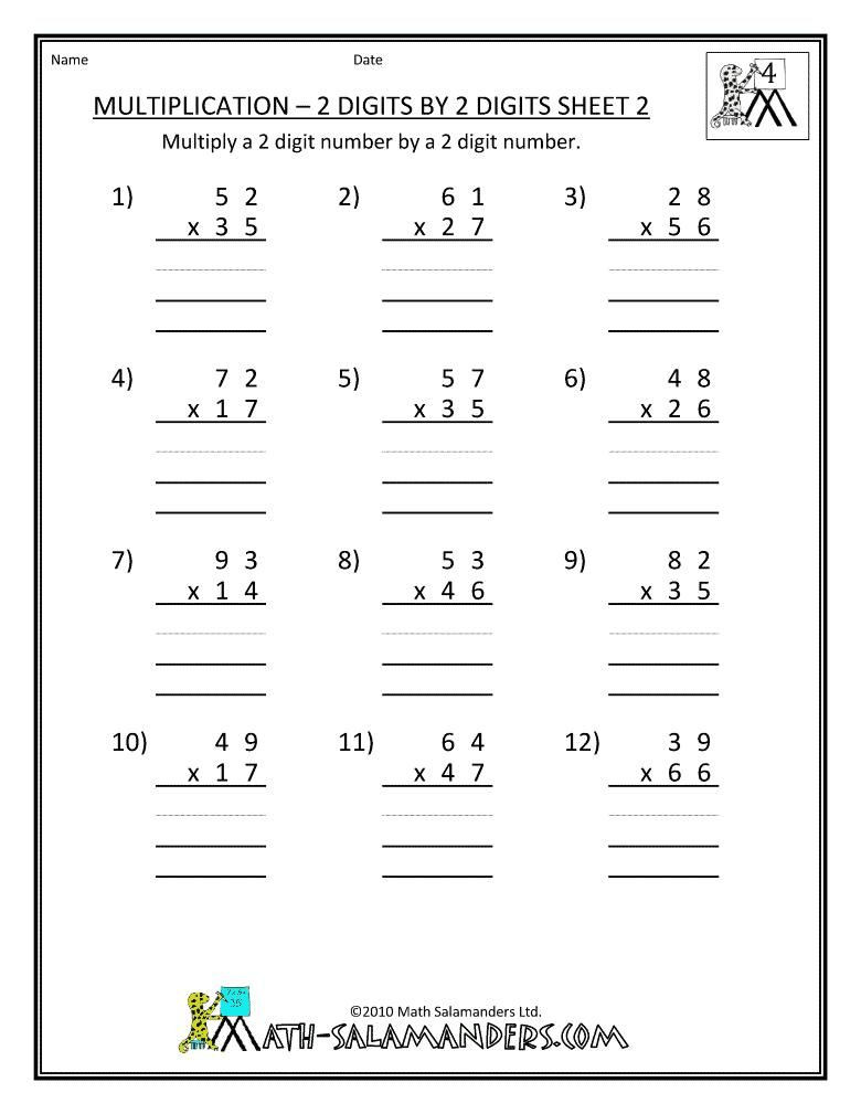 Multiplication Worksheets Grade 4 Multiplication Worksheets Grade 5
