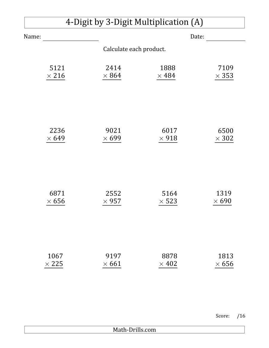 Multiplication Worksheets Grade 4 Multiplying Digit by Numbers 3rd Multiplication Worksheets