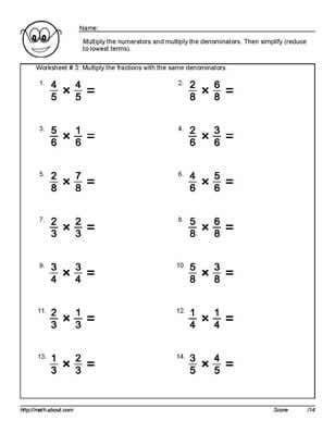 Multiplying Fractions Worksheet 6th Grade 10 Worksheets On Multiplying Fractions with Mon