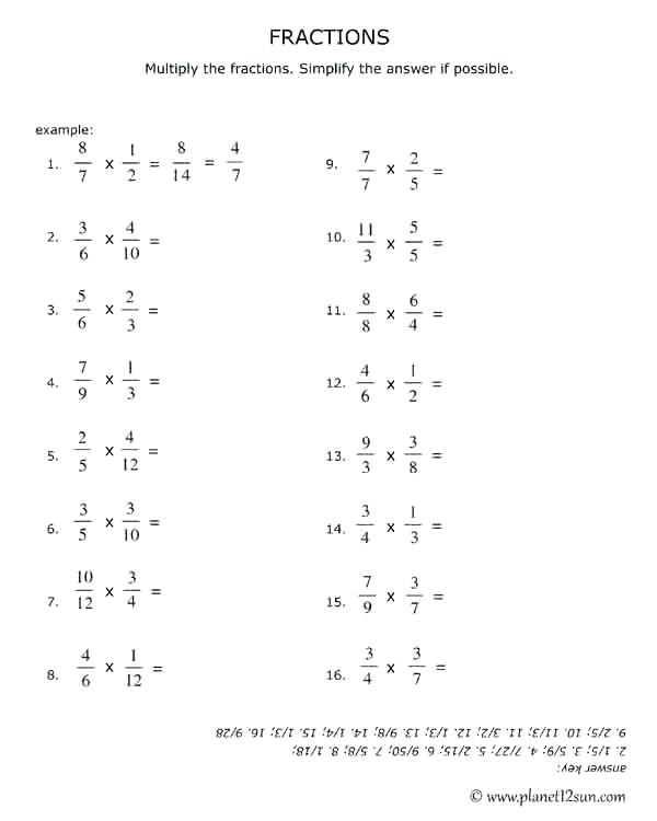 Multiplying Fractions Worksheet 6th Grade Fraction Multiplication Worksheet Dividing Fractions Mixed