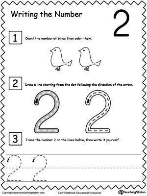 Number 2 Worksheets for Preschool Learn to Count and Write Number 2