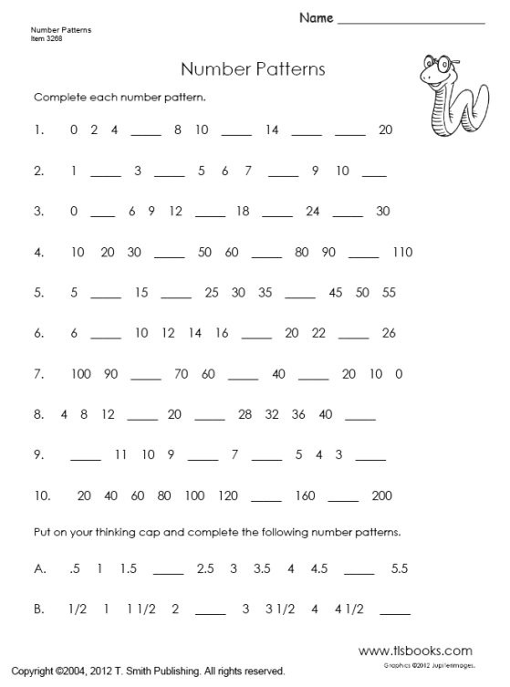 Number Pattern Worksheets 5th Grade Number Patterns Worksheet