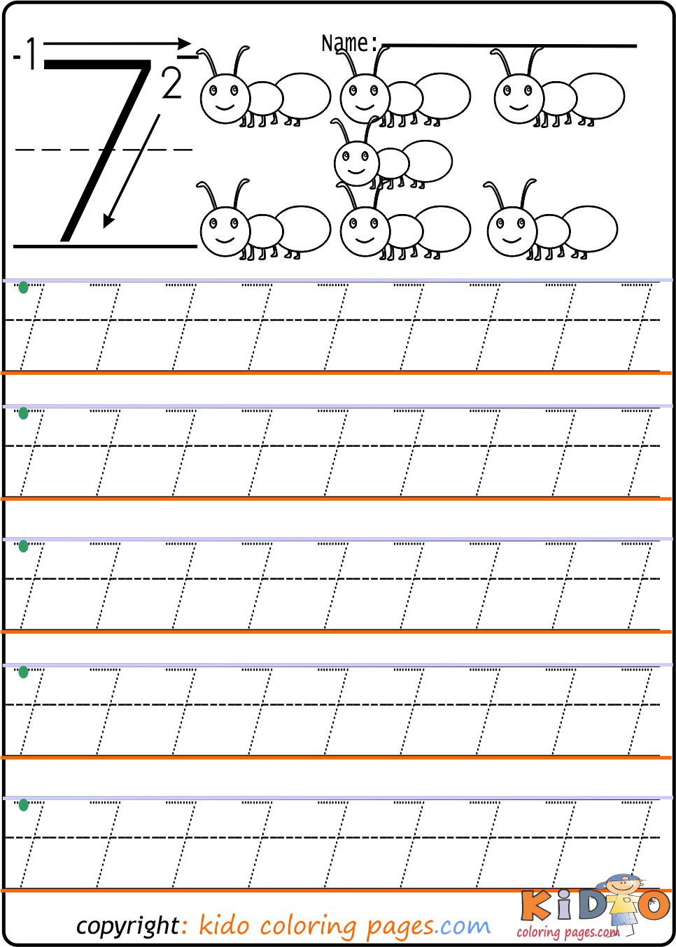 Number Tracing Worksheets for Kindergarten Number 7 Tracing Worksheets for Kindergarten Kids Coloring