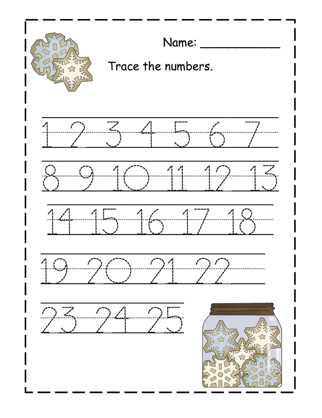 Number Tracing Worksheets for Kindergarten Trace Numbers 1 100