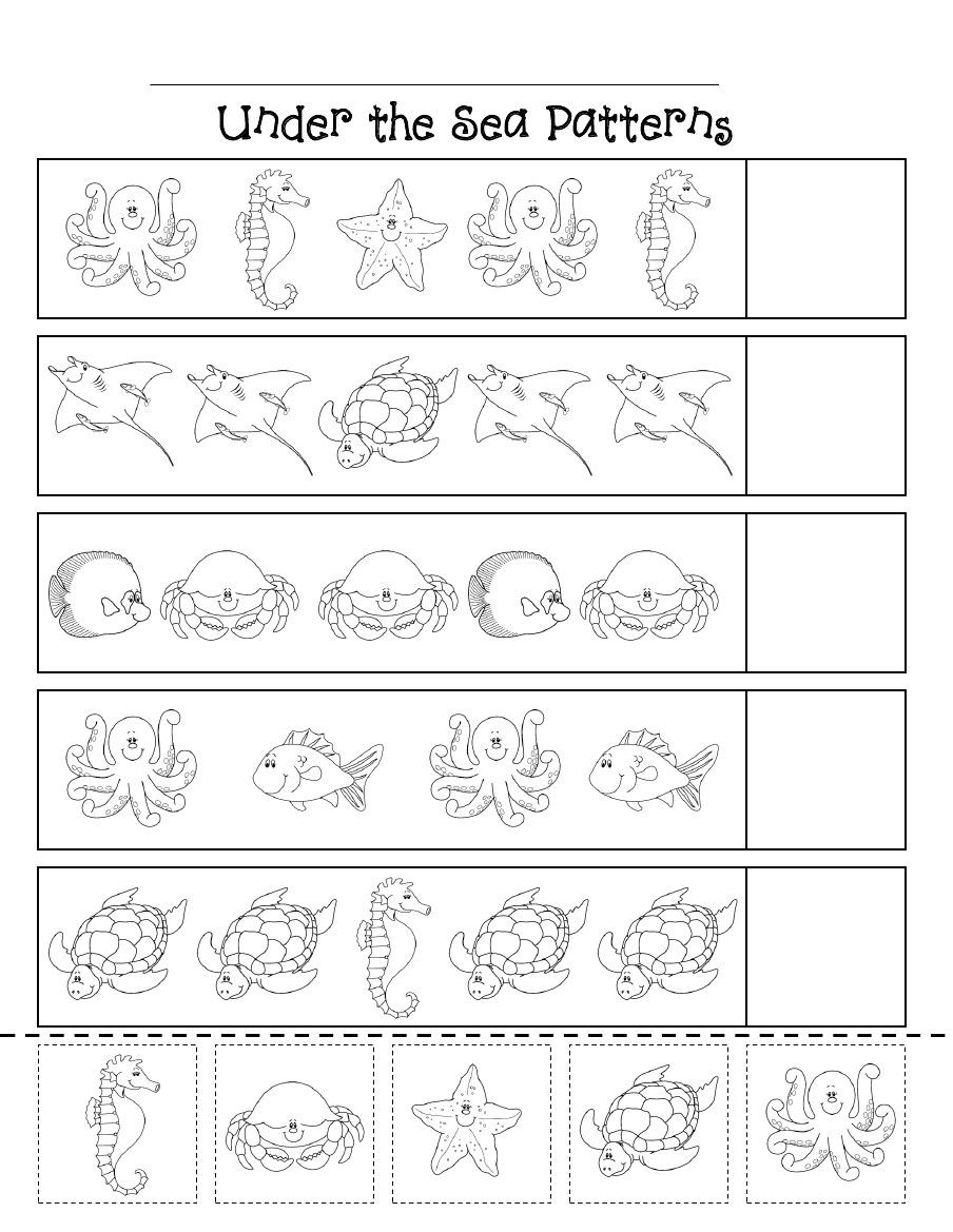 Ocean Worksheets for Preschool Ocean Patterns Scribd
