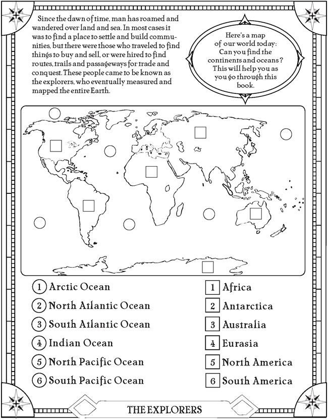 Oceans and Continents Worksheets Printable Find the Oceans and Continents Page