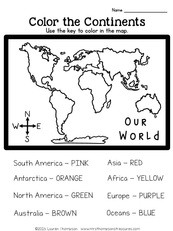 Oceans and Continents Worksheets Printable Free Earth Day