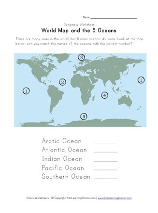 Oceans Worksheets for Kindergarten 5 Oceans Worksheet