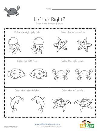 Oceans Worksheets for Kindergarten Ocean Left and Right Worksheet