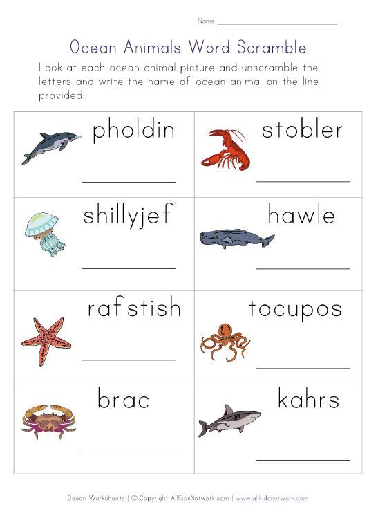 Oceans Worksheets for Kindergarten Printable Ocean Animals Worksheets for Kids