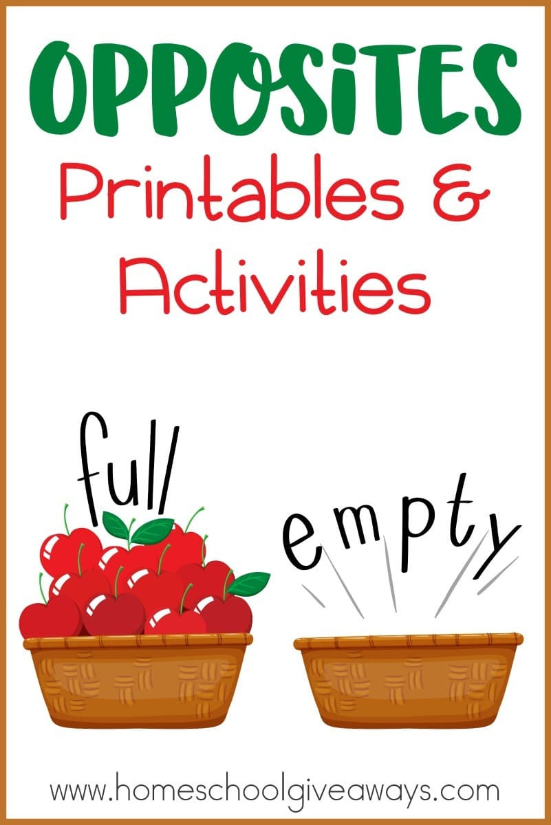 Opposites Preschool Worksheets Opposites Printables and Activities Homeschool Giveaways