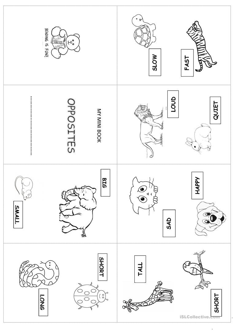 Opposites Worksheet for Kindergarten Mini Book Opposites English Esl Worksheets for Distance