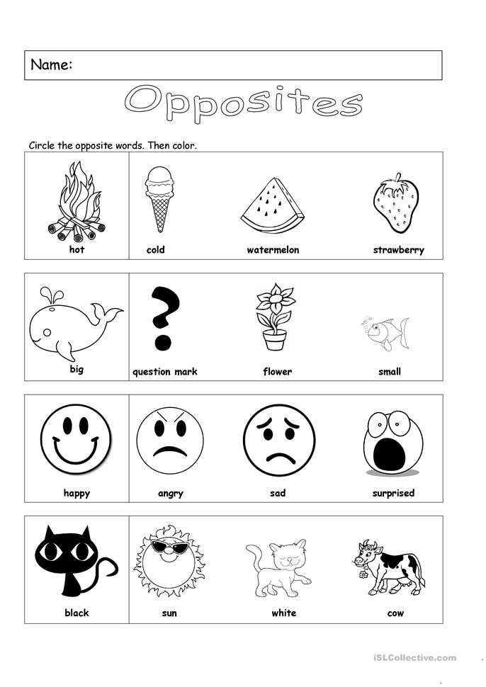 Opposites Worksheet for Kindergarten Opposites Kindergarten Worksheets &amp; Worksheet