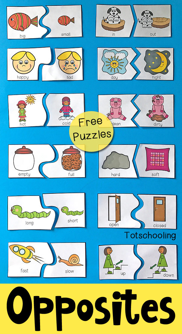 Opposites Worksheet for Kindergarten Opposites Puzzles for Preschool