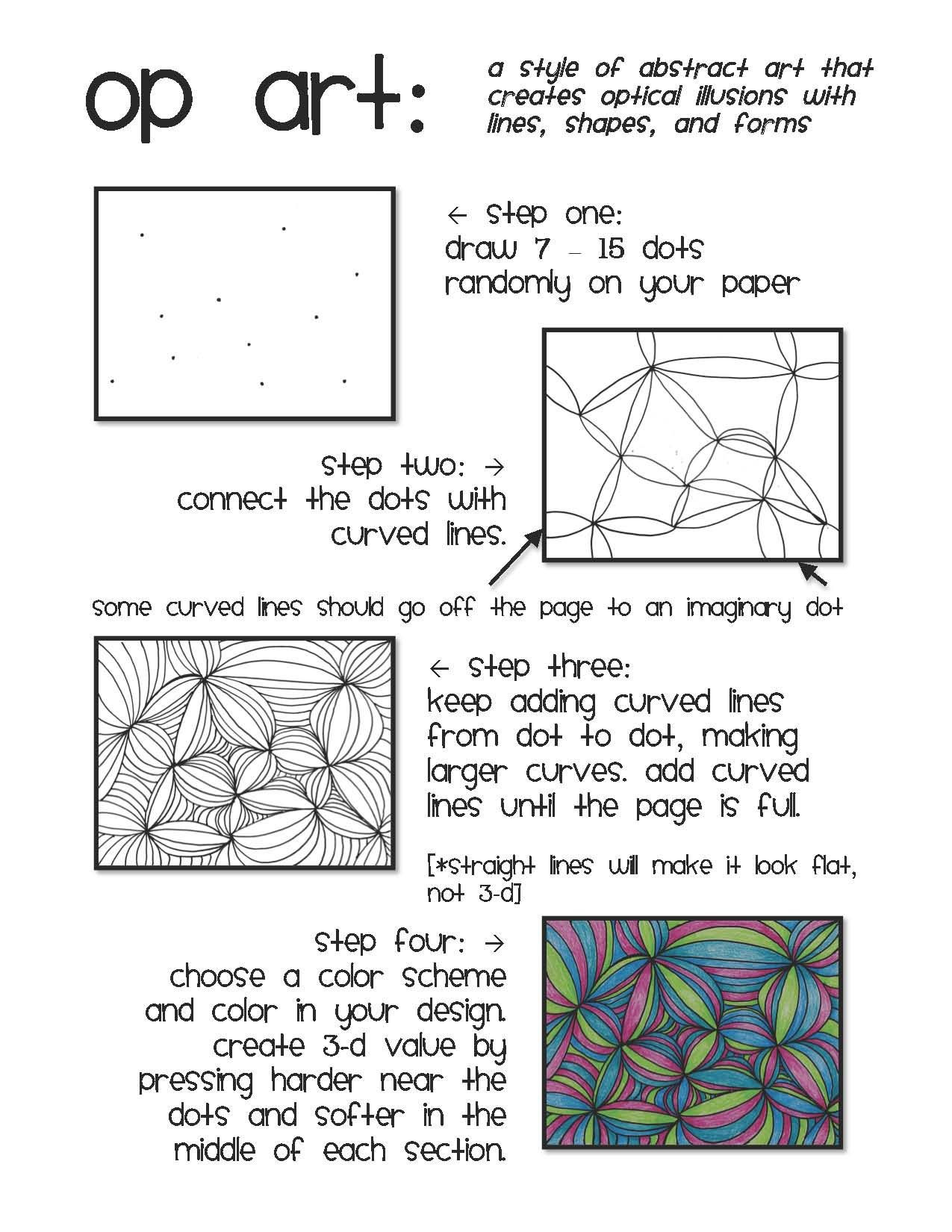Optical Illusion Worksheets Printable Op Art Line Design