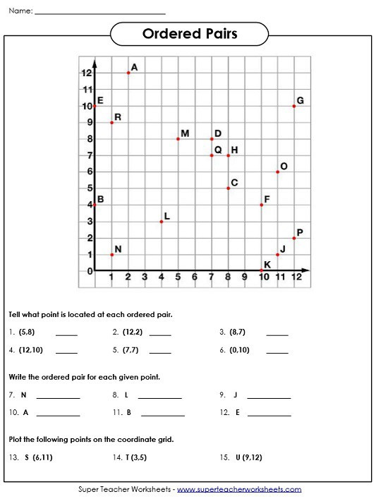 Ordered Pairs Worksheet 5th Grade ordered Pairs Worksheets